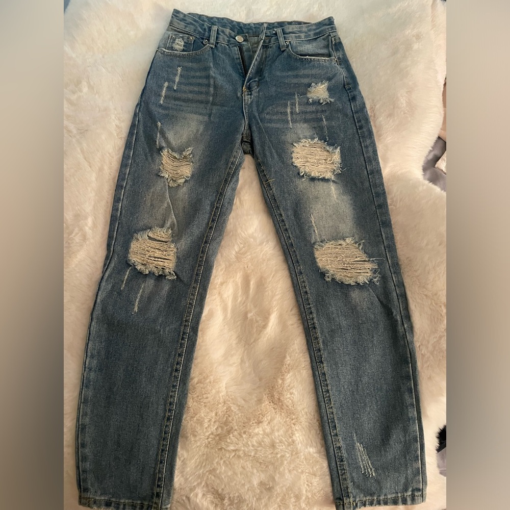 SHEIN distressed denim jeans